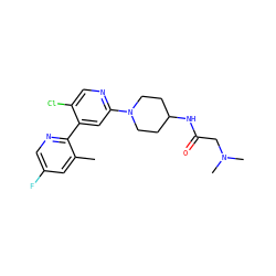 Cc1cc(F)cnc1-c1cc(N2CCC(NC(=O)CN(C)C)CC2)ncc1Cl ZINC000218992396