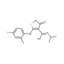 Cc1cc(I)ccc1Nc1s[nH]c(=O)c1/C(N)=N/C(C)C ZINC000034802641
