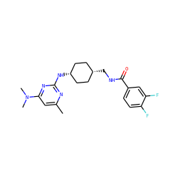 Cc1cc(N(C)C)nc(N[C@H]2CC[C@@H](CNC(=O)c3ccc(F)c(F)c3)CC2)n1 ZINC000253679470