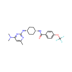 Cc1cc(N(C)C)nc(N[C@H]2CC[C@@H](NC(=O)c3ccc(OC(F)(F)F)cc3)CC2)n1 ZINC000253682064