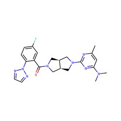 Cc1cc(N(C)C)nc(N2C[C@H]3CN(C(=O)c4cc(F)ccc4-n4nccn4)C[C@H]3C2)n1 ZINC000116826080