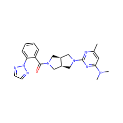Cc1cc(N(C)C)nc(N2C[C@H]3CN(C(=O)c4ccccc4-n4nccn4)C[C@H]3C2)n1 ZINC000116825619