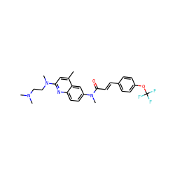 Cc1cc(N(C)CCN(C)C)nc2ccc(N(C)C(=O)/C=C/c3ccc(OC(F)(F)F)cc3)cc12 ZINC000013671950