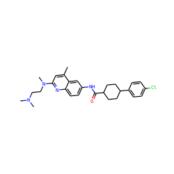 Cc1cc(N(C)CCN(C)C)nc2ccc(NC(=O)C3CCC(c4ccc(Cl)cc4)CC3)cc12 ZINC000028569615