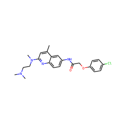 Cc1cc(N(C)CCN(C)C)nc2ccc(NC(=O)COc3ccc(Cl)cc3)cc12 ZINC000028569506