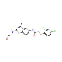 Cc1cc(N(C)CCO)nc2ccc(NC(=O)COc3ccc(Cl)cc3Cl)cc12 ZINC000013671991