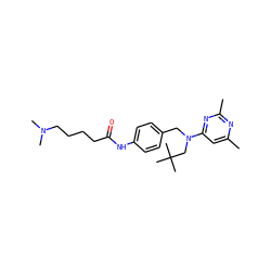 Cc1cc(N(Cc2ccc(NC(=O)CCCCN(C)C)cc2)CC(C)(C)C)nc(C)n1 ZINC001772626524