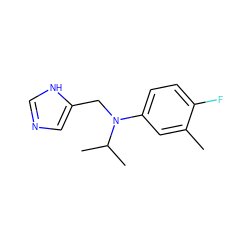 Cc1cc(N(Cc2cnc[nH]2)C(C)C)ccc1F ZINC000096177504