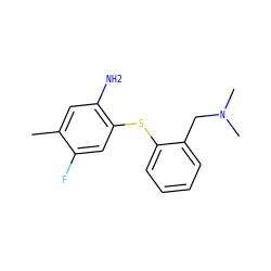 Cc1cc(N)c(Sc2ccccc2CN(C)C)cc1F ZINC000013642291