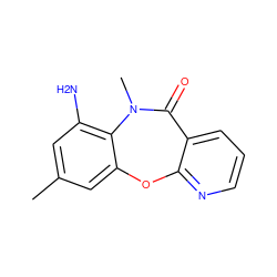 Cc1cc(N)c2c(c1)Oc1ncccc1C(=O)N2C ZINC000005930652