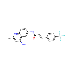 Cc1cc(N)c2cc(NC(=O)/C=C/c3ccc(C(F)(F)F)cc3)ccc2n1 ZINC000013448054