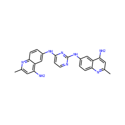 Cc1cc(N)c2cc(Nc3ccnc(Nc4ccc5nc(C)cc(N)c5c4)n3)ccc2n1 ZINC000098084097