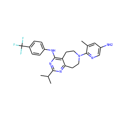 Cc1cc(N)cnc1N1CCc2nc(C(C)C)nc(Nc3ccc(C(F)(F)F)cc3)c2CC1 ZINC000148060444