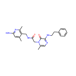 Cc1cc(N)nc(C)c1CNC(=O)Cn1c(C)cnc(NCCc2ccccc2)c1=O ZINC000013781853