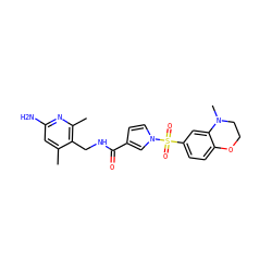 Cc1cc(N)nc(C)c1CNC(=O)c1ccn(S(=O)(=O)c2ccc3c(c2)N(C)CCO3)c1 ZINC000114080045