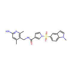 Cc1cc(N)nc(C)c1CNC(=O)c1ccn(S(=O)(=O)c2ccc3c(ccn3C)c2)c1 ZINC000114079083