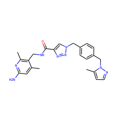 Cc1cc(N)nc(C)c1CNC(=O)c1cn(Cc2ccc(Cn3nccc3C)cc2)nn1 ZINC000114079380