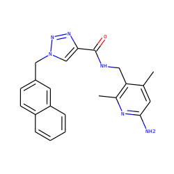 Cc1cc(N)nc(C)c1CNC(=O)c1cn(Cc2ccc3ccccc3c2)nn1 ZINC000114078833