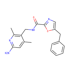 Cc1cc(N)nc(C)c1CNC(=O)c1ncc(Cc2ccccc2)o1 ZINC000114078467