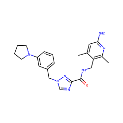Cc1cc(N)nc(C)c1CNC(=O)c1ncn(Cc2cccc(N3CCCC3)c2)n1 ZINC000114079066