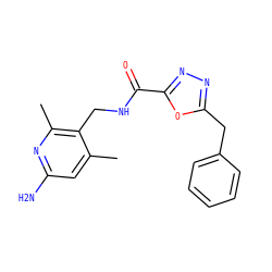Cc1cc(N)nc(C)c1CNC(=O)c1nnc(Cc2ccccc2)o1 ZINC000114079384
