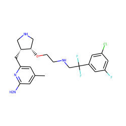 Cc1cc(N)nc(C[C@@H]2CNC[C@@H]2OCCNCC(F)(F)c2cc(F)cc(Cl)c2)c1 ZINC000072180949