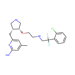 Cc1cc(N)nc(C[C@@H]2CNC[C@@H]2OCCNCC(F)(F)c2ccccc2Cl)c1 ZINC000072181062
