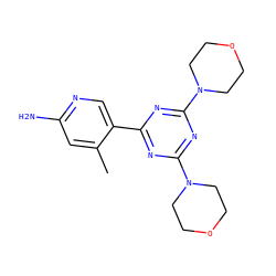 Cc1cc(N)ncc1-c1nc(N2CCOCC2)nc(N2CCOCC2)n1 ZINC000115820699