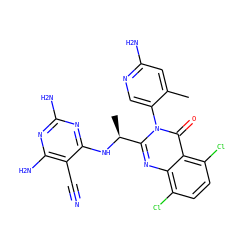 Cc1cc(N)ncc1-n1c([C@H](C)Nc2nc(N)nc(N)c2C#N)nc2c(Cl)ccc(Cl)c2c1=O ZINC000220874707
