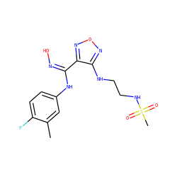 Cc1cc(N/C(=N/O)c2nonc2NCCNS(C)(=O)=O)ccc1F ZINC000113209102