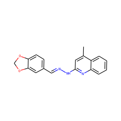 Cc1cc(N/N=C/c2ccc3c(c2)OCO3)nc2ccccc12 ZINC000004834738
