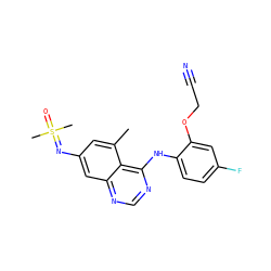 Cc1cc(N=S(C)(C)=O)cc2ncnc(Nc3ccc(F)cc3OCC#N)c12 ZINC001772649950