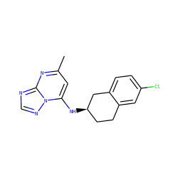 Cc1cc(N[C@@H]2CCc3cc(Cl)ccc3C2)n2ncnc2n1 ZINC000071295763