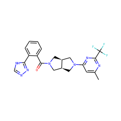 Cc1cc(N2C[C@H]3CN(C(=O)c4ccccc4-c4nnc[nH]4)C[C@H]3C2)nc(C(F)(F)F)n1 ZINC000116821489