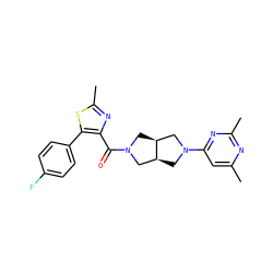 Cc1cc(N2C[C@H]3CN(C(=O)c4nc(C)sc4-c4ccc(F)cc4)C[C@H]3C2)nc(C)n1 ZINC000116828010