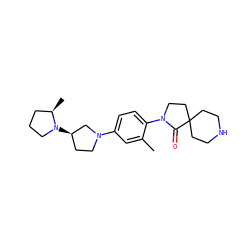 Cc1cc(N2CC[C@@H](N3CCC[C@H]3C)C2)ccc1N1CCC2(CCNCC2)C1=O ZINC000140534345