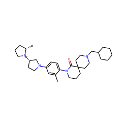 Cc1cc(N2CC[C@H](N3CCC[C@@H]3C)C2)ccc1N1CCCC2(CCN(CC3CCCCC3)CC2)C1=O ZINC000140620983