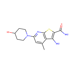 Cc1cc(N2CCC(O)CC2)nc2sc(C(N)=O)c(N)c12 ZINC000003928165