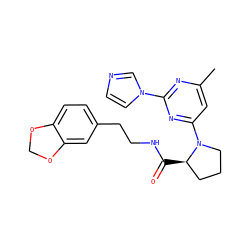 Cc1cc(N2CCC[C@H]2C(=O)NCCc2ccc3c(c2)OCO3)nc(-n2ccnc2)n1 ZINC000033969953