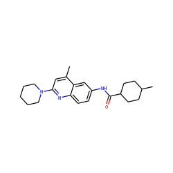 Cc1cc(N2CCCCC2)nc2ccc(NC(=O)C3CCC(C)CC3)cc12 ZINC000003648819