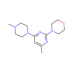 Cc1cc(N2CCN(C)CC2)nc(N2CCOCC2)n1 ZINC000000073496