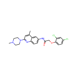 Cc1cc(N2CCN(C)CC2)nc2ccc(NC(=O)COc3ccc(Cl)cc3Cl)cc12 ZINC000020114362