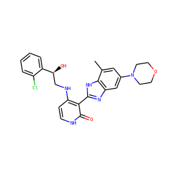 Cc1cc(N2CCOCC2)cc2nc(-c3c(NC[C@H](O)c4ccccc4Cl)cc[nH]c3=O)[nH]c12 ZINC000043059824