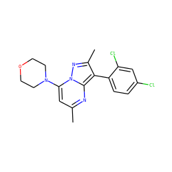 Cc1cc(N2CCOCC2)n2nc(C)c(-c3ccc(Cl)cc3Cl)c2n1 ZINC000009306405