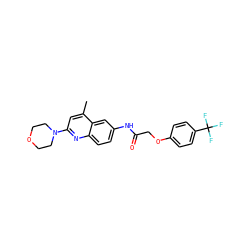 Cc1cc(N2CCOCC2)nc2ccc(NC(=O)COc3ccc(C(F)(F)F)cc3)cc12 ZINC000028362046