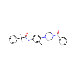 Cc1cc(NC(=O)C(C)(C)c2ccccc2)ccc1N1CCN(C(=O)c2ccccc2)CC1 ZINC000043080738