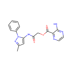 Cc1cc(NC(=O)COC(=O)c2nccnc2N)n(-c2ccccc2)n1 ZINC000010141348