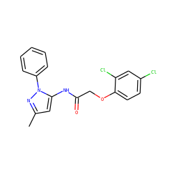 Cc1cc(NC(=O)COc2ccc(Cl)cc2Cl)n(-c2ccccc2)n1 ZINC000003182827