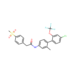 Cc1cc(NC(=O)Cc2ccc(S(C)(=O)=O)cc2)ccc1-c1ccc(Cl)cc1OC(F)(F)F ZINC000144528970