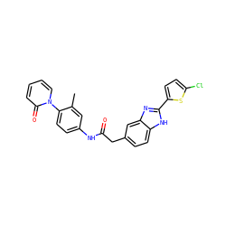 Cc1cc(NC(=O)Cc2ccc3[nH]c(-c4ccc(Cl)s4)nc3c2)ccc1-n1ccccc1=O ZINC000027211583